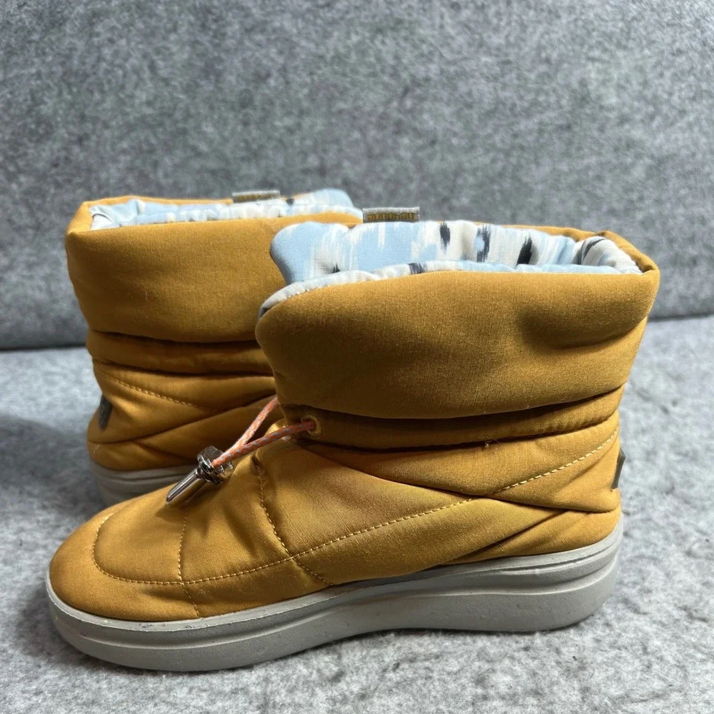 Hey Dude Kids Denny Puffer Boots Mustard Yellow Quilted Ankle Snow Boots Size 13